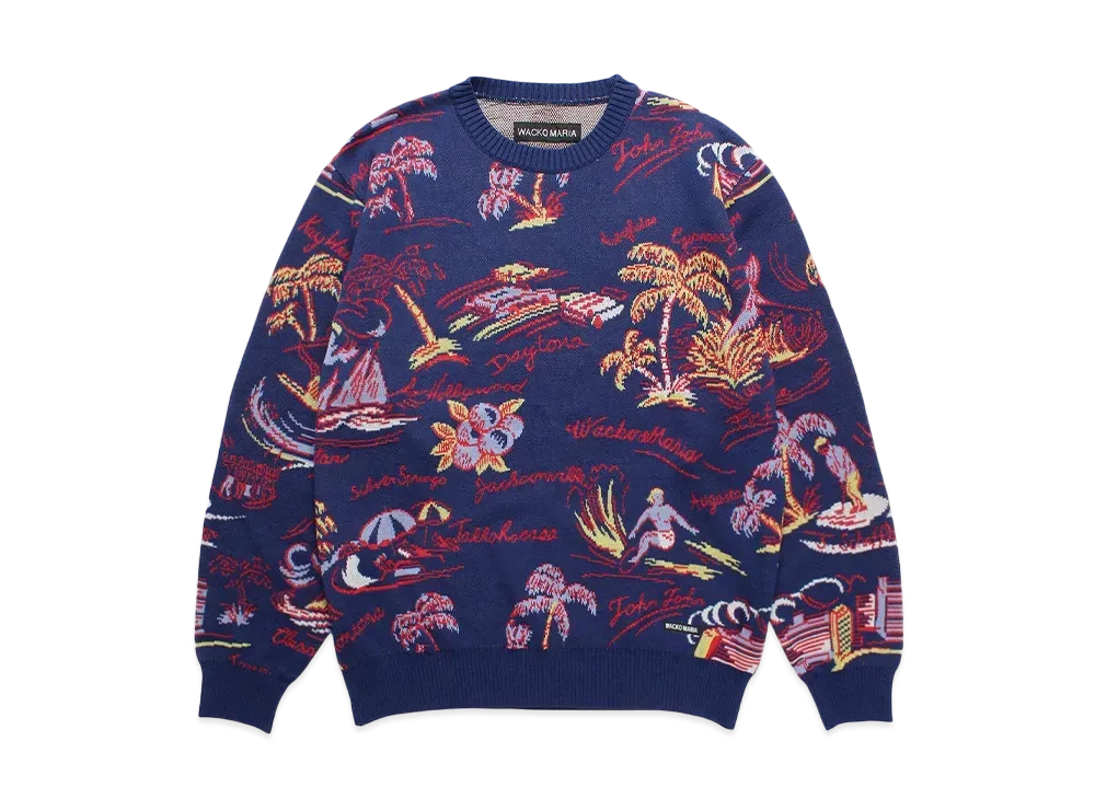 WACKO MARIA Jacquard Knit Sweater "Navy"