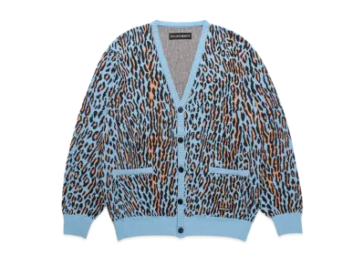 WACKO MARIA Leopard Jacquard Knit Cardigan "Lightblue"