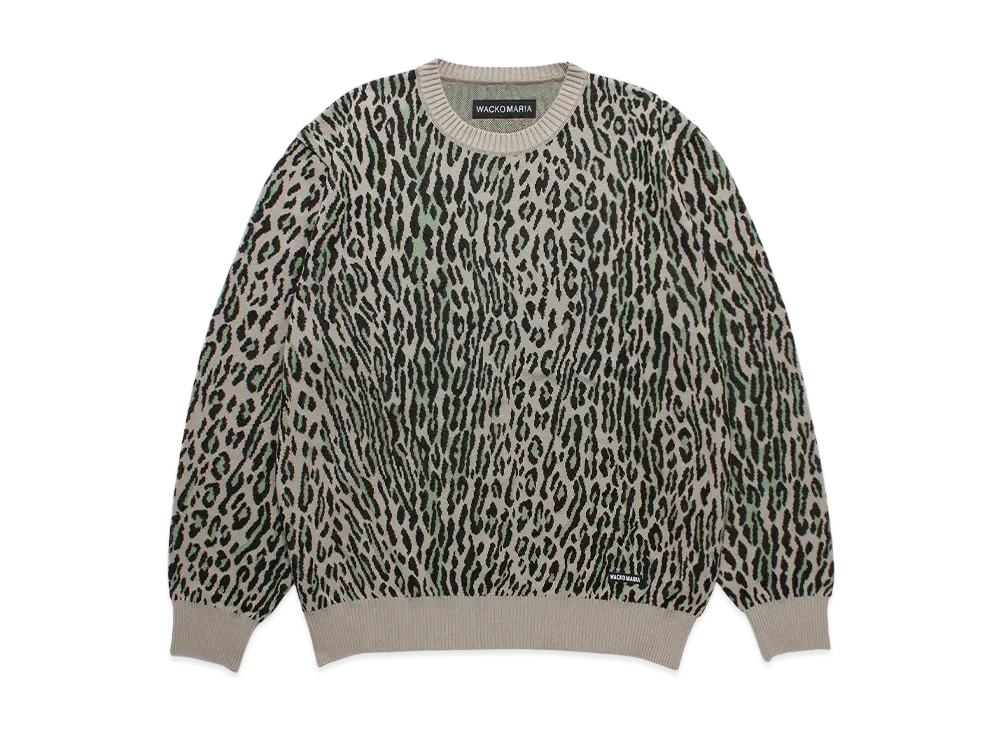 WACKO MARIA Leopard Jacquard Knit Sweater "Gray"