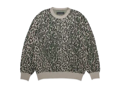 WACKO MARIA Leopard Jacquard Knit Sweater "Gray"