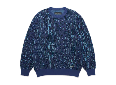 WACKO MARIA Leopard Jacquard Knit Sweater "Navy"