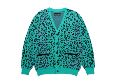 WACKO MARIA Leopard Jacquard Knit Cardigan "Blue"