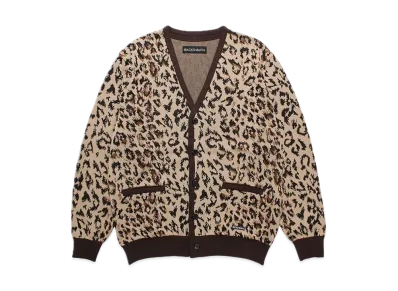 WACKO MARIA Leopard Jacquard Knit Cardigan "Beige"