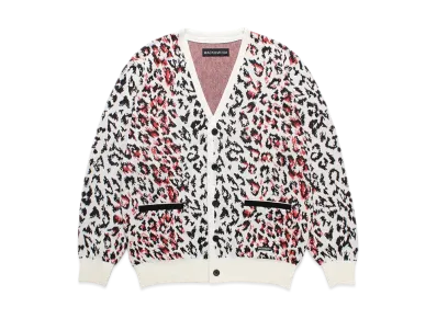 WACKO MARIA Leopard Jacquard Knit Cardigan "White"