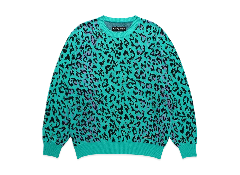 WACKO MARIA Leopard Jacquard Knit Sweater "Blue"