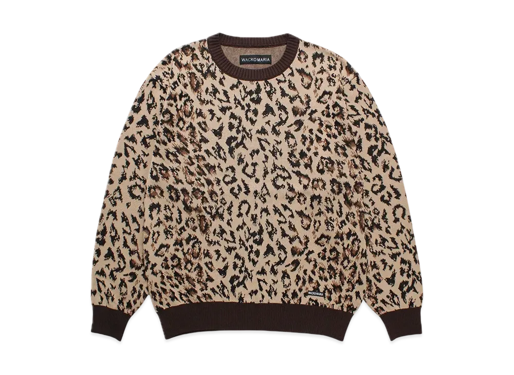 WACKO MARIA Leopard Jacquard Knit Sweater "Beige"