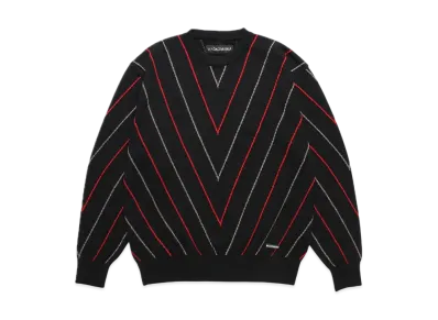 WACKO MARIA Intarsia Knit Crew Neck Sweater "Black/Red"