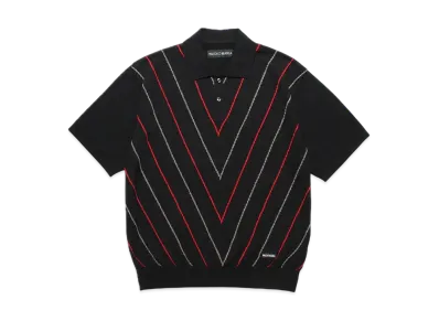 WACKO MARIA Intarsia Knit Polo Shirt "Black/Red"
