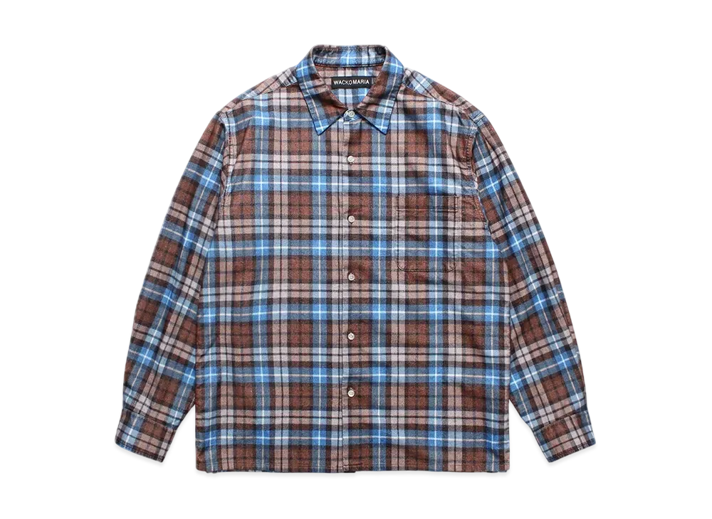 WACKO MARIA Check Flannel Regular Collar Shirt "Brown"