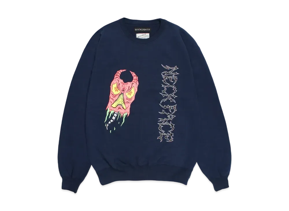 WACKO MARIA x NECKFACE Heavy Weight Crew Neck Sweat Shirt "Navy"