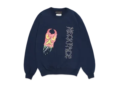 WACKO MARIA x NECKFACE Heavy Weight Crew Neck Sweat Shirt "Navy"