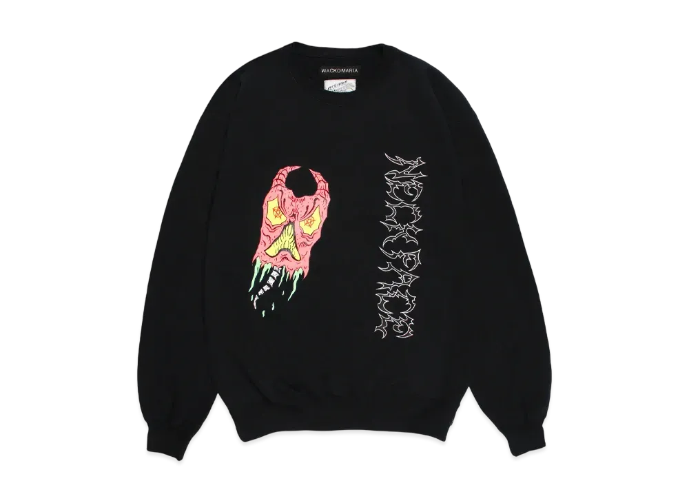 WACKO MARIA x NECKFACE Heavy Weight Crew Neck Sweat Shirt "Black"