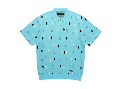 WACKO MARIA Diamond Jacquard Knit Polo Shirt "Blue"