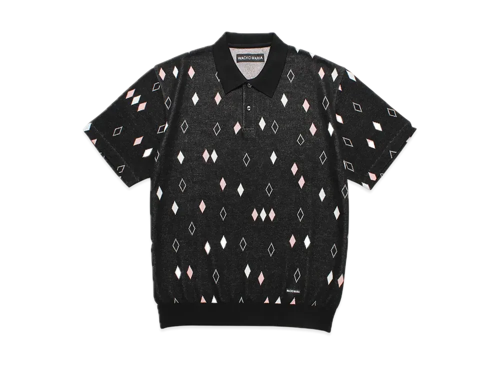 WACKO MARIA Diamond Jacquard Knit Polo Shirt "Black"