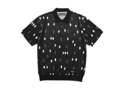 WACKO MARIA Diamond Jacquard Knit Polo Shirt "Black"