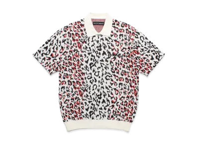 WACKO MARIA Leopard Jacquard Knit Polo Shirt "White"