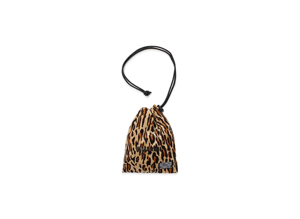 WACKO MARIA Leopard Velour Drawstring Bag "Beige"