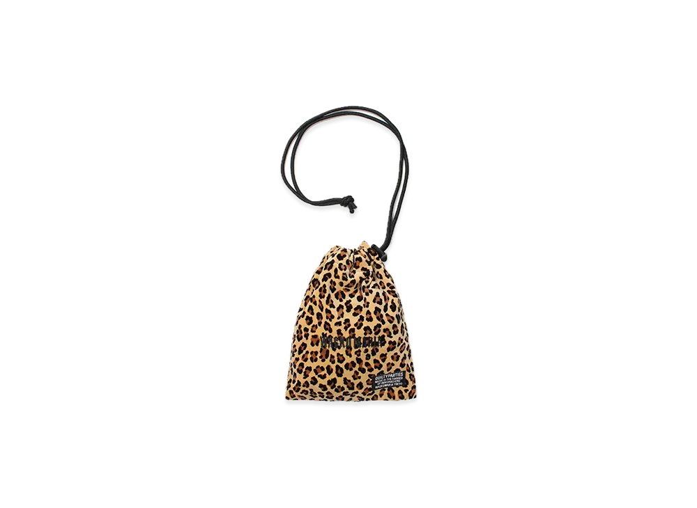 WACKO MARIA Leopard Velour Drawstring Bag "Beige"