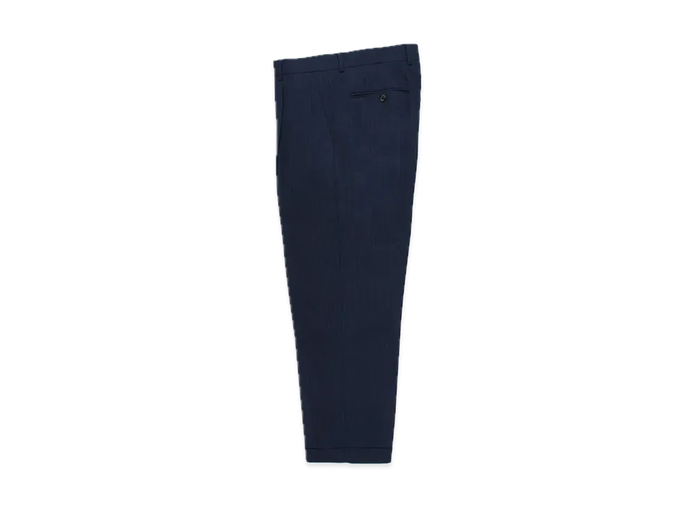WACKO MARIA x Dormeuil Striped Pleated Trousers (Type-1) "Navy"