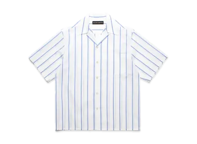 WACKO MARIA Striped Open Collar Shirt "Blue"