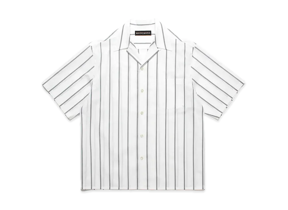 WACKO MARIA Striped Open Collar Shirt "Black"
