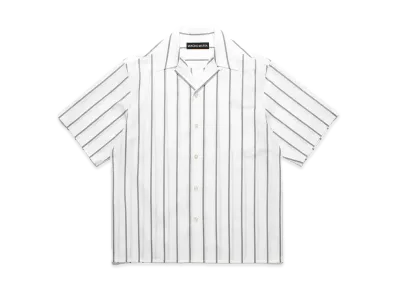 WACKO MARIA Striped Open Collar Shirt "Black"