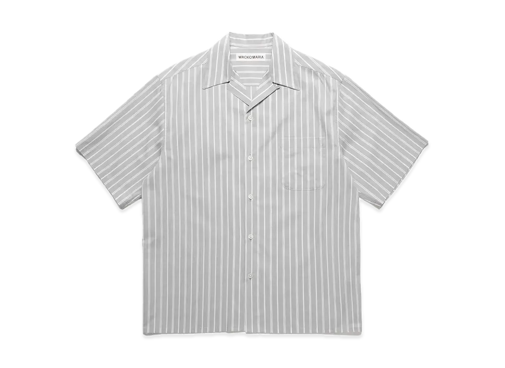 WACKO MARIA Striped Open Collar Shirt "Gray"