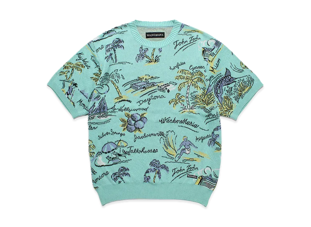 WACKO MARIA Jacquard Knit T-Shirt "Mint"
