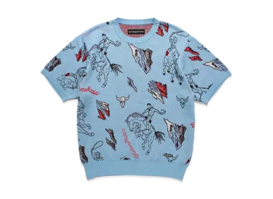 WACKO MARIA Jacquard Knit T-Shirt "Blue"