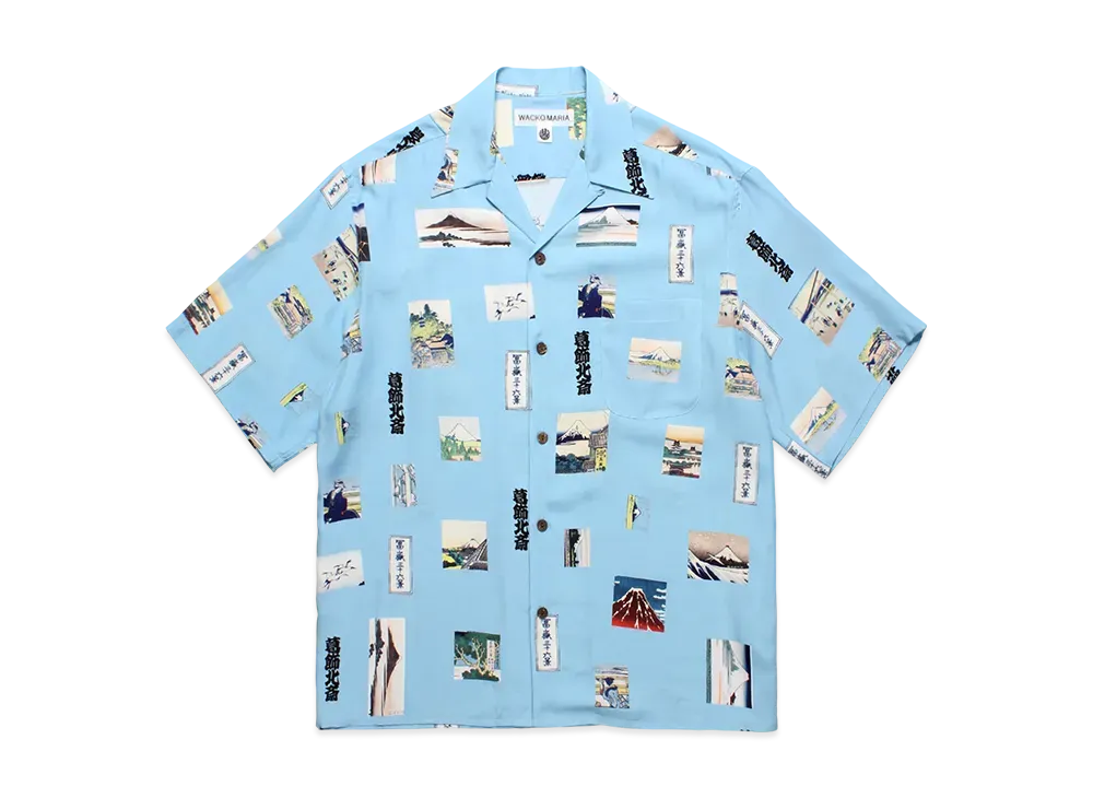 WACKO MARIA x Katsushika Hokusai Hawaiian Shirt "Light Blue"