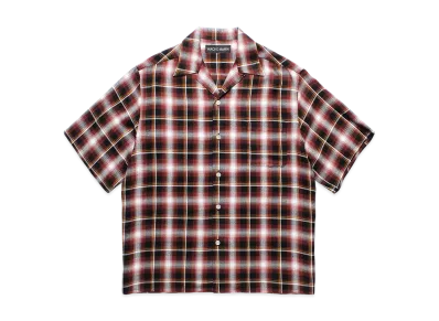 WACKO MARIA Check Open Collar Shirt "Burgundy"