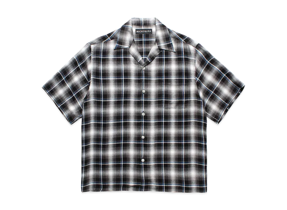WACKO MARIA Check Open Collar Shirt "Gray"
