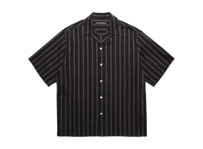 WACKO MARIA Striped Open Collar Shirt "Black"