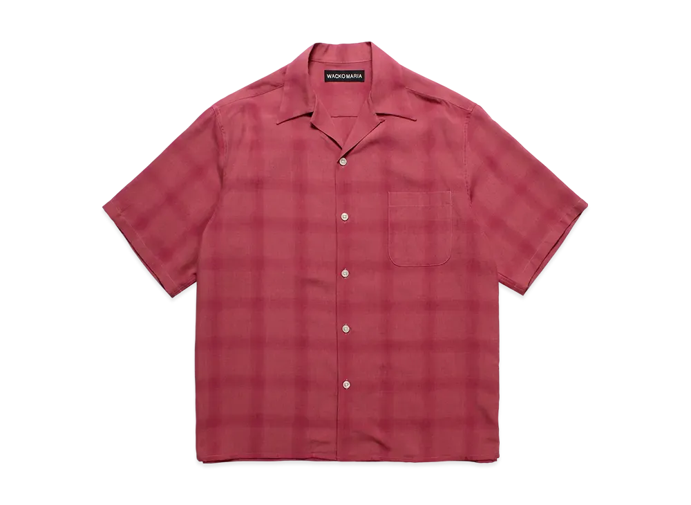 WACKO MARIA Check Open Collar Shirt "Pink"