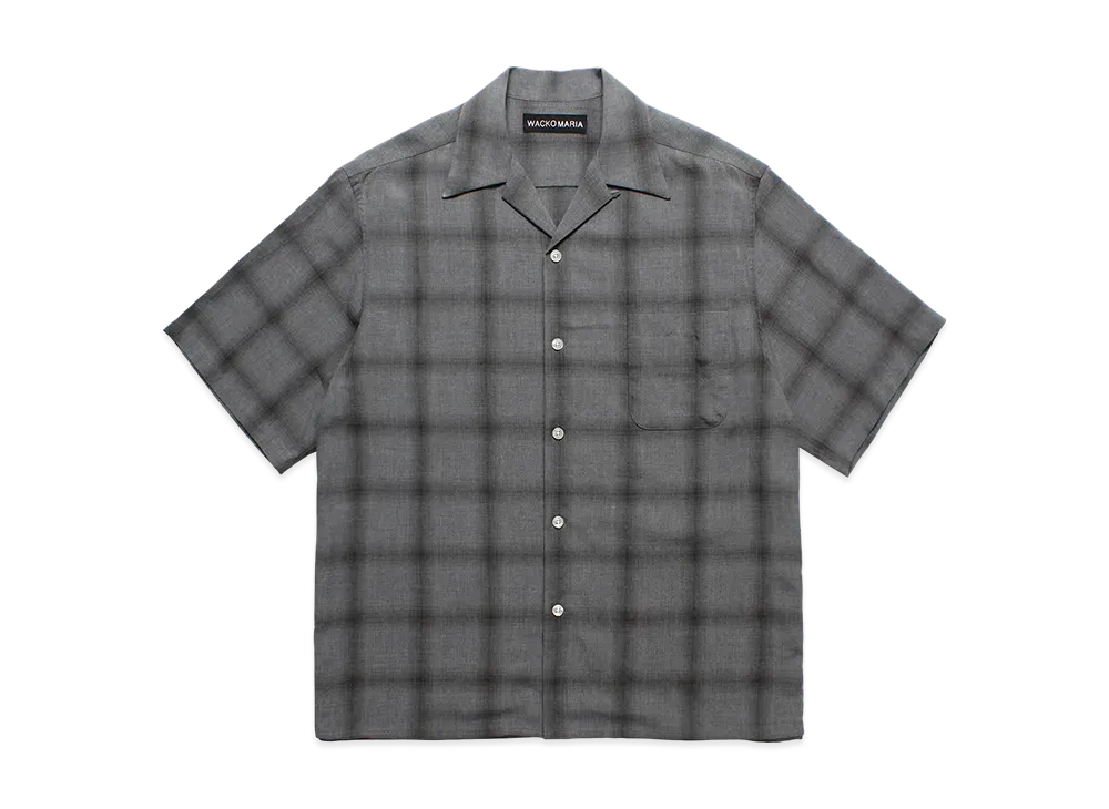 WACKO MARIA Check Open Collar Shirt "Gray"