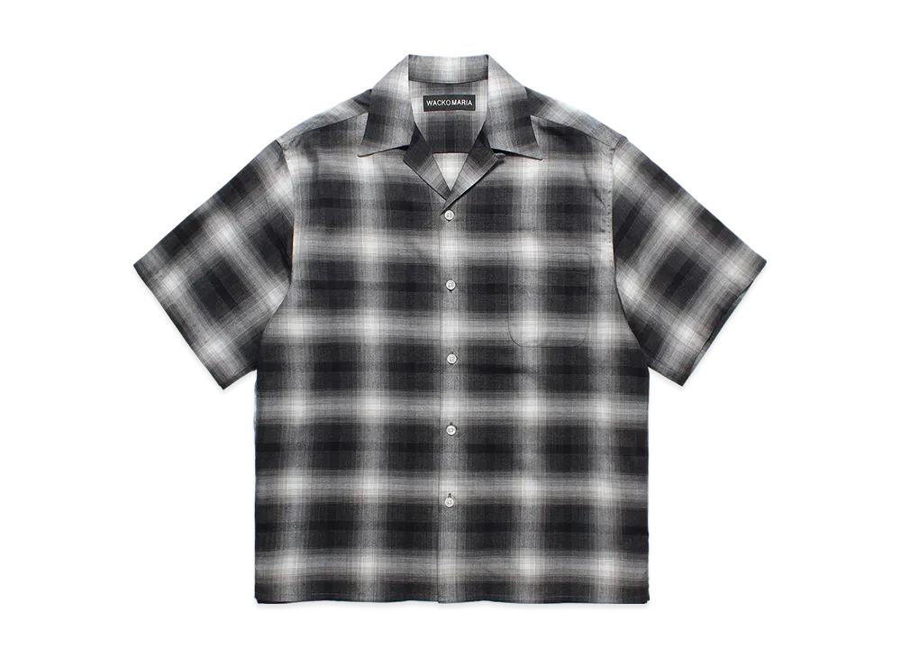 WACKO MARIA Check Open Collar Shirt "Gray"