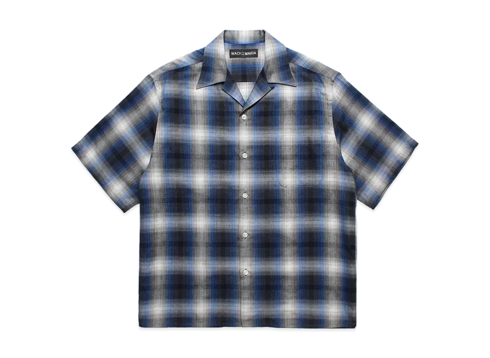 WACKO MARIA Check Open Collar Shirt "Blue"