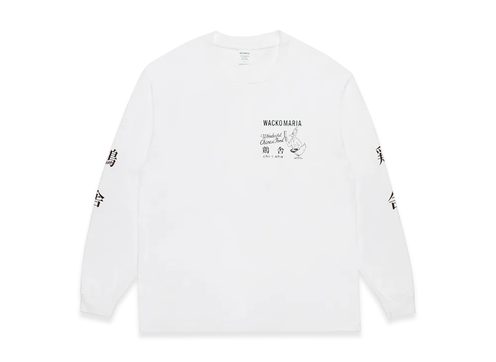 鶏舎 wacko maria ワコマリア WEIGHT Tシャツ　M　tee　白 鶏舎（ちいしゃ） / ロングスリーブTシャツ CHIISHA-WM-LT02