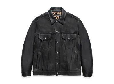 WACKO MARIA Leather Trucker Jacket "Black"