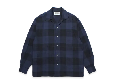 WACKO MARIA Check Open Collar Shirt "Navy"