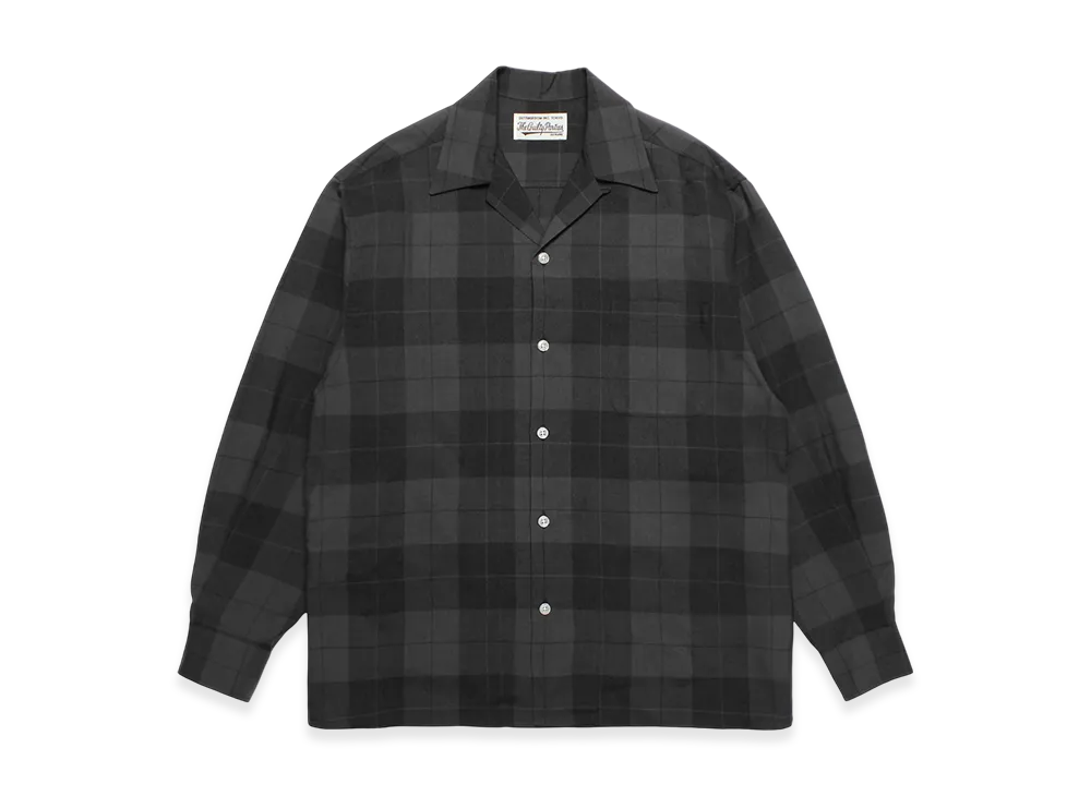 WACKO MARIA Check Open Collar Shirt "Gray"