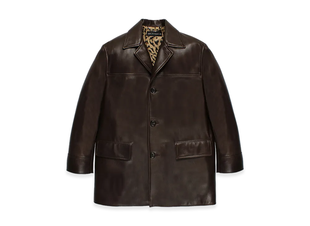 WACKO MARIA Leather Car Coat "Brown"
