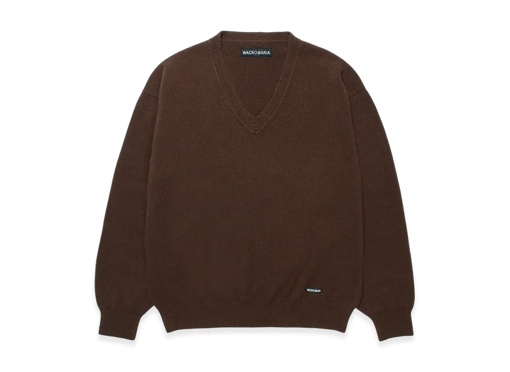 WACKO MARIA V Neck Knit Sweater "Brown"