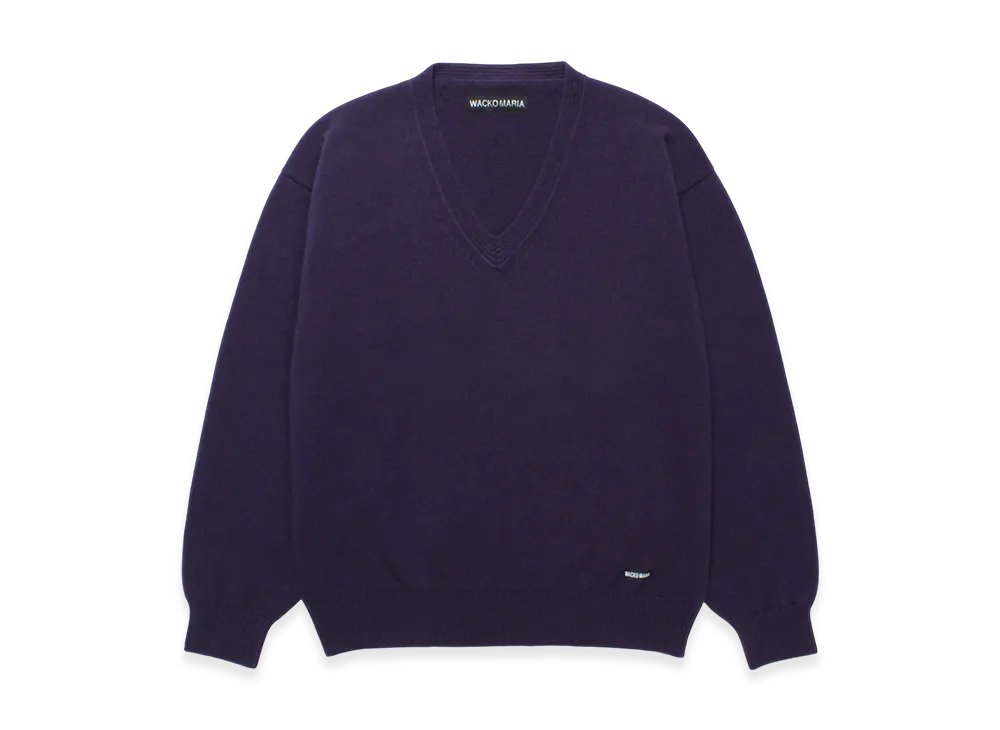 WACKO MARIA V Neck Knit Sweater "Purple"