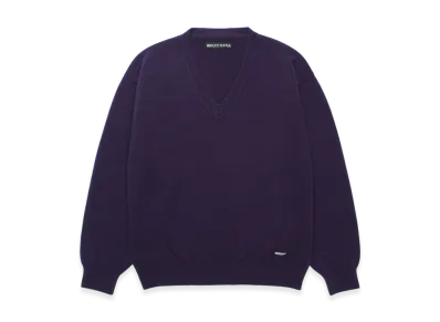 WACKO MARIA V Neck Knit Sweater "Purple"