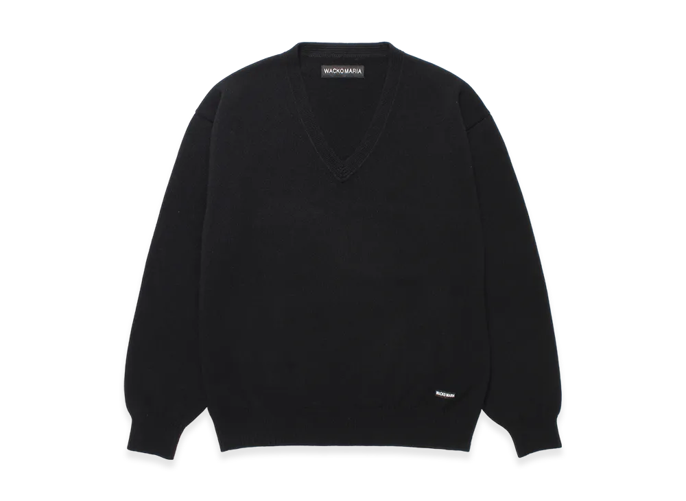 WACKO MARIA V Neck Knit Sweater "Black"