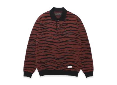 WACKO MARIA Jacquard Knit Polo Shirt "Burgundy"