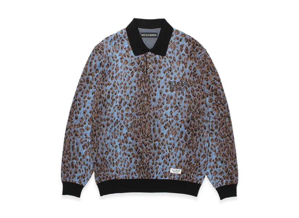 WACKO MARIA Jacquard Knit Polo Shirt "Blue"