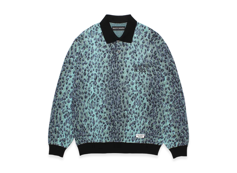 WACKO MARIA Jacquard Knit Polo Shirt "Green"