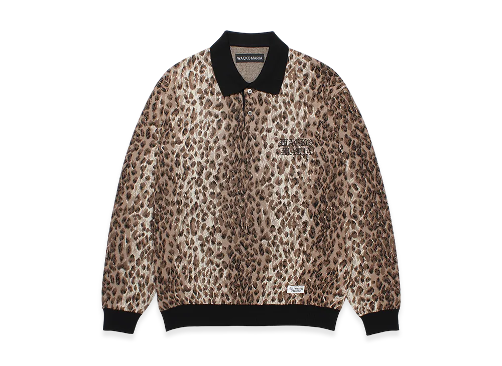 WACKO MARIA Jacquard Knit Polo Shirt "Beige"